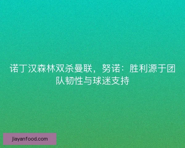 诺丁汉森林双杀曼联，努诺：胜利源于团队韧性与球迷支持