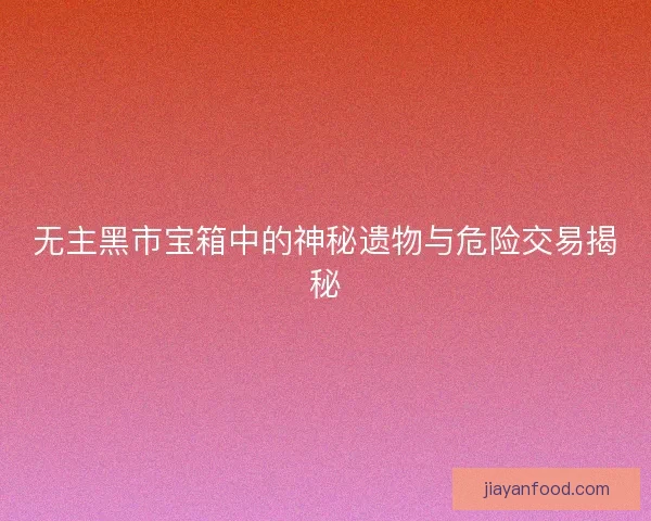 无主黑市宝箱中的神秘遗物与危险交易揭秘